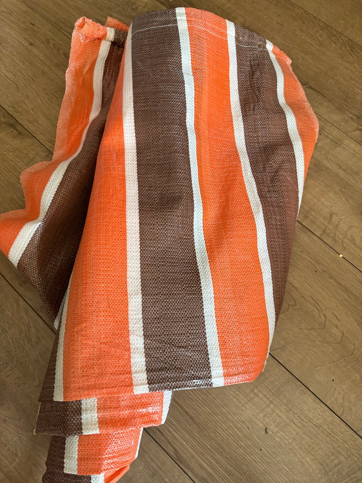 Oranje bruin retro windscherm voor camping look 330x136, Ophalen of Verzenden, Gebruikt