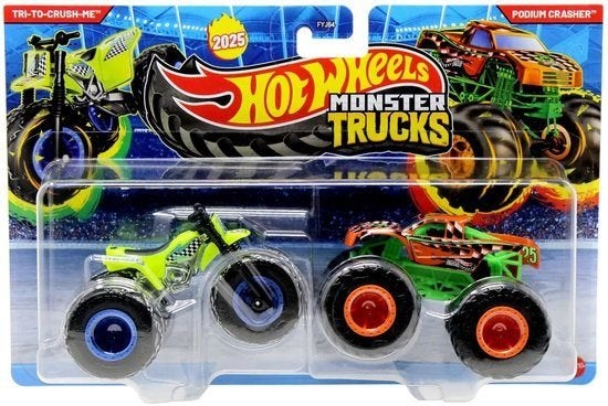 Hotwheels: Monster Trucks 2-Pack: Tri-To-Crush-Me & Podium, ., Nieuw, Ophalen of Verzenden, .