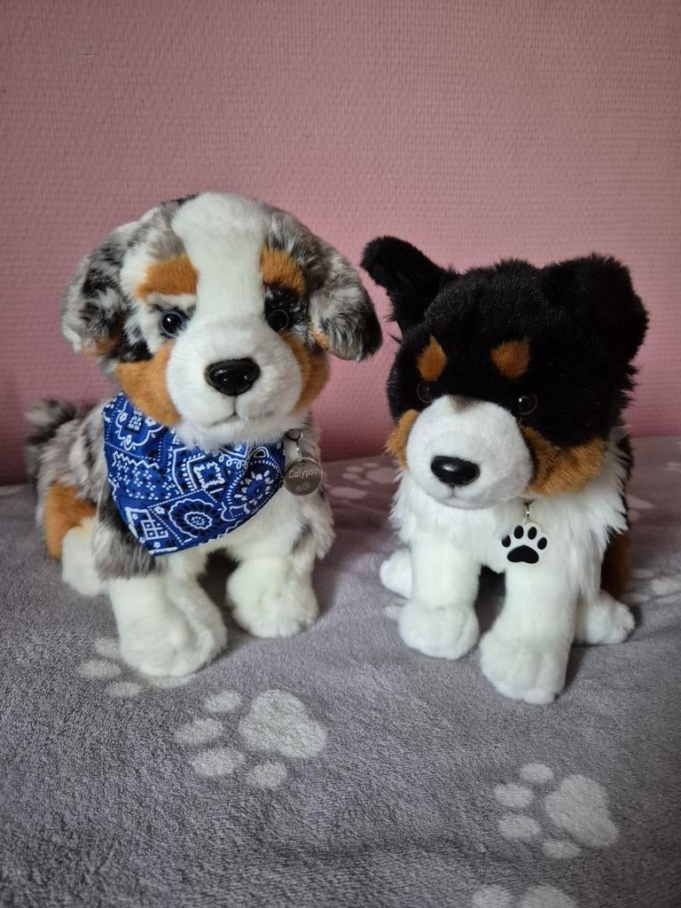 Teddy hermann honden knuffels aussie + border collie, Overige merken, Overige karakters, Zo goed als nieuw, Middelgroot (20 tot 80 cm)