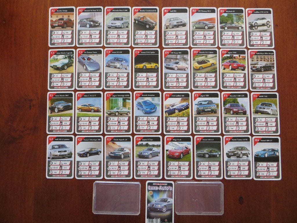 Ace Trumps Kwartetspel Luxe auto’s (editie 2003-2004), Verzamelen, Ophalen of Verzenden, Zo goed als nieuw, Auto's