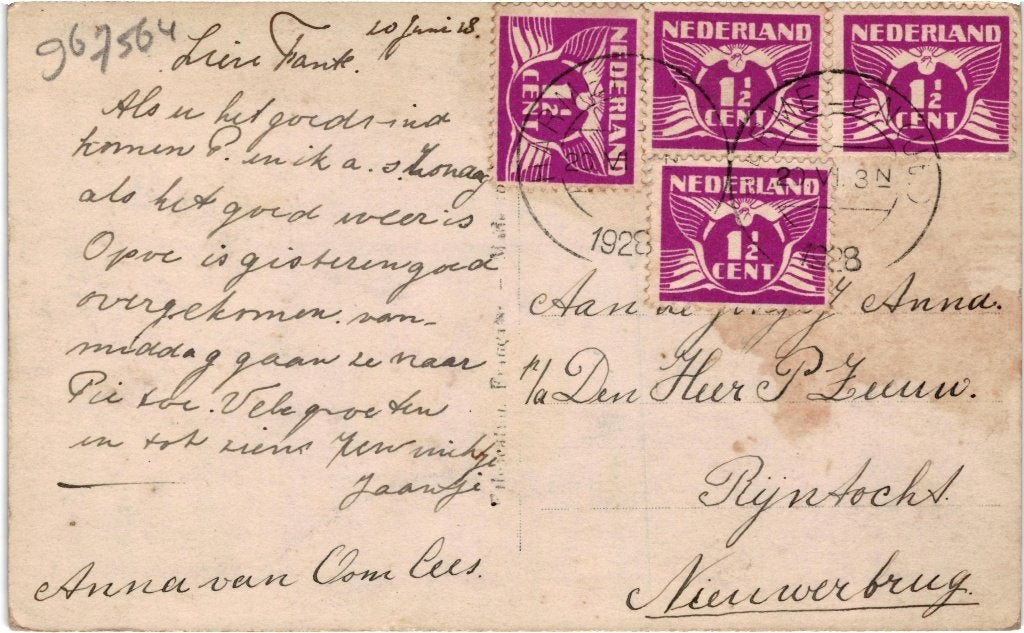967564 Vintage Fantasie Vrouw 1928 Gelopen met zegel, Ophalen of Verzenden, 1920 tot 1940, Gelopen