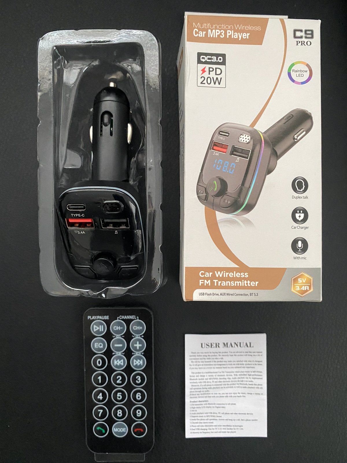 Car wireless, FM transmitter, USB adapter 3 poorten, nieuw, Ophalen of Verzenden, Nieuw
