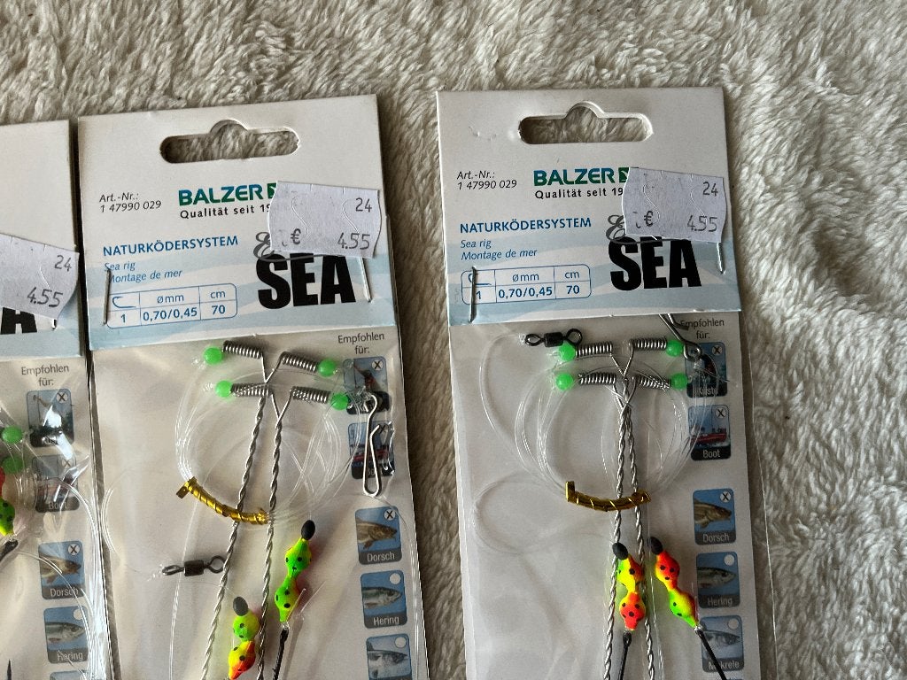 adv 269 / NIEUW set 4 pakjes zeevisonderlijnen BALZER, Watersport en Boten, Ophalen of Verzenden, Overige typen