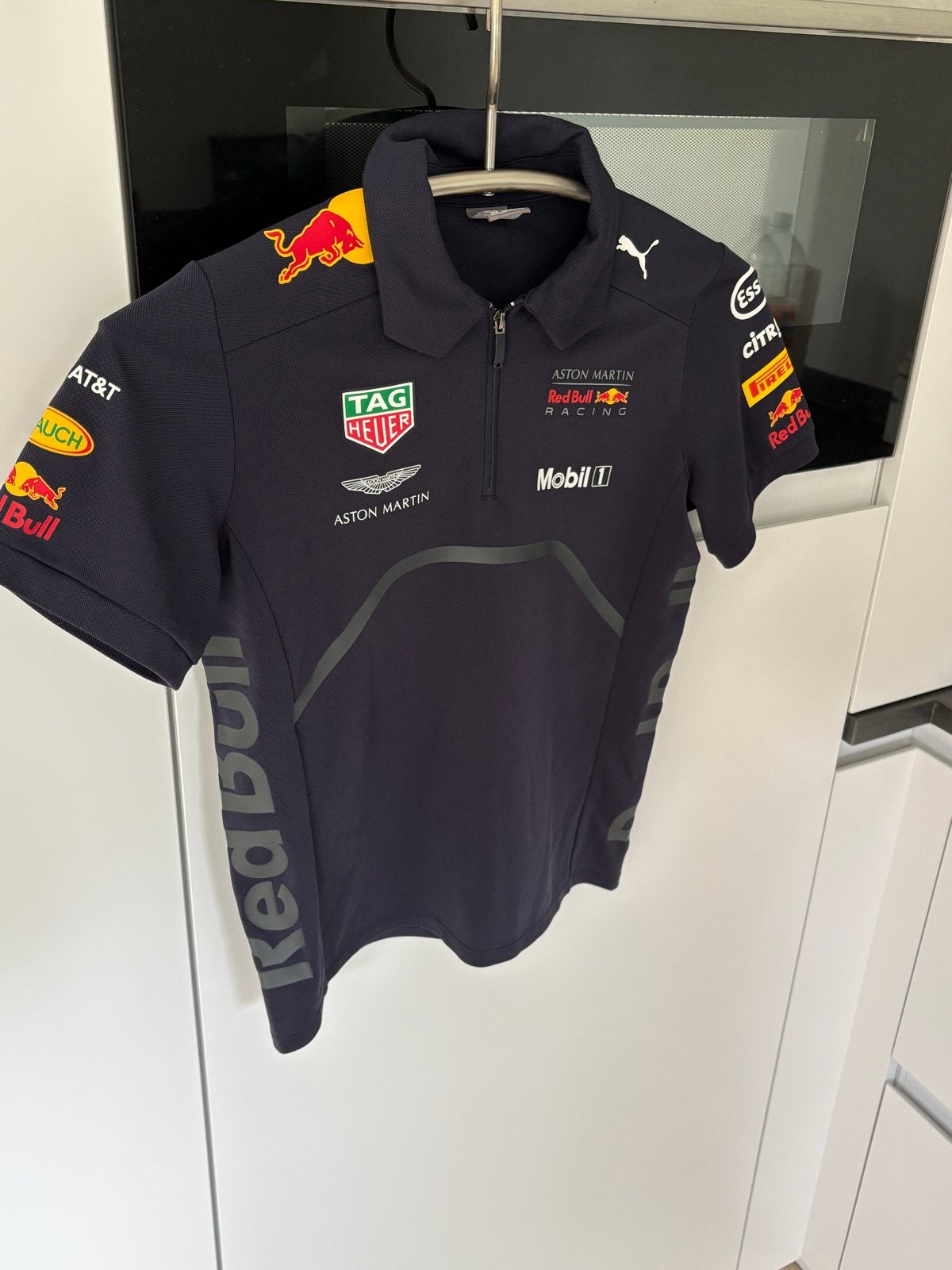 Red Bull Racing F1 Polo Shirt - Maat M (140) Max Verstappen, Ophalen of Verzenden, Zo goed als nieuw, Overige maten, Blauw