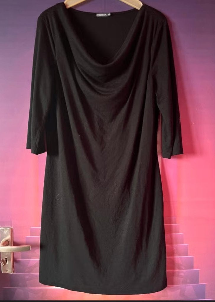 Tuniek/jurk met waterval hals en 3/4 mouwen 46/48 nu 19,99€, Kleding | Dames, Ophalen, Zwart, Maat 46/48 (XL) of groter, Zo goed als nieuw