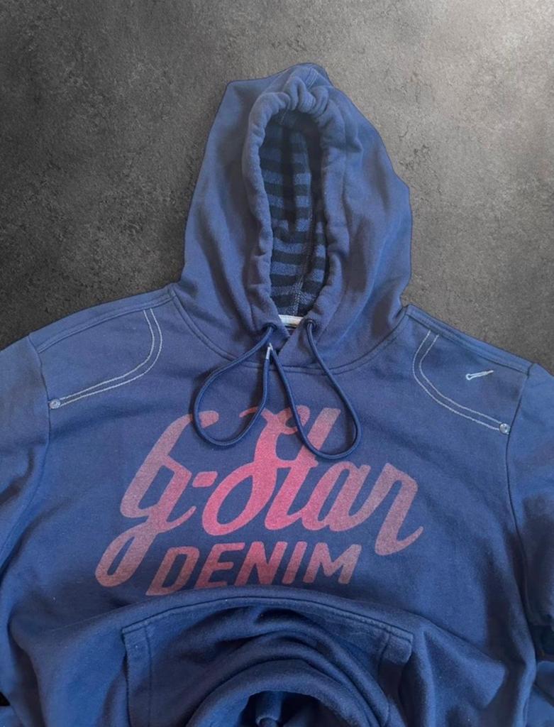 G-Star Raw Denim Hoodie XL Navy Pullover Streetwear, Kleding | Heren, Truien en Vesten, Ophalen of Verzenden, Gedragen, Maat 56/58 (XL)