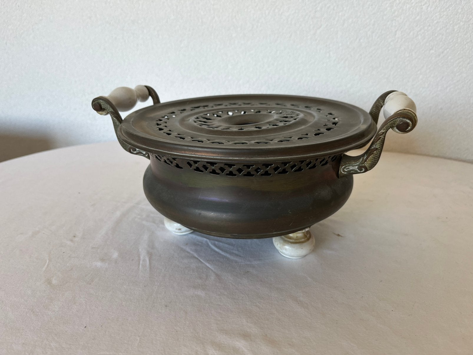Oude Antieke Koperen Komfoor Warmhouder Rechaud Tafelwarmer, Ophalen of Verzenden, Koper