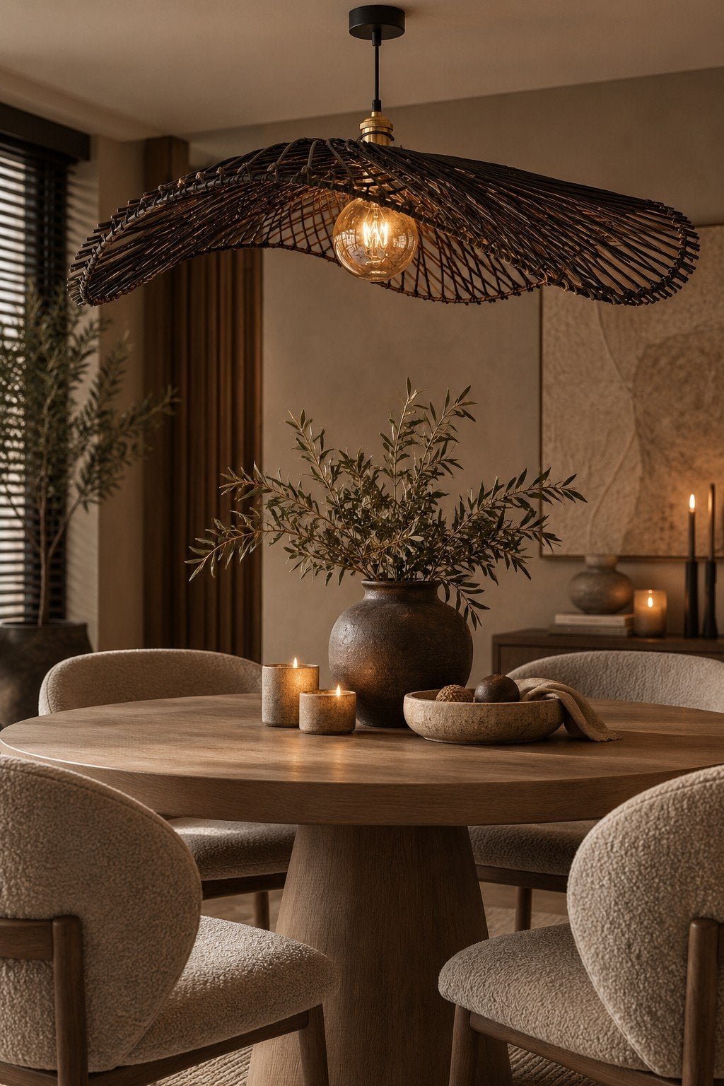 BazarBizar Bamboe Hanglamp Zwart - Ø80cm met E27 Lichtbron, Natuurlijk materiaal, Zo goed als nieuw, Landelijk, Japandi, E27 (groot)