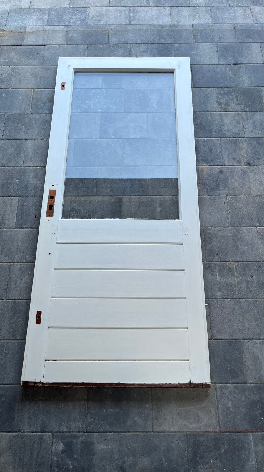 Hardhouten buitendeur 87cm x 203 cm, enkel glas., Ophalen, Gebruikt, 80 tot 100 cm, 200 tot 215 cm