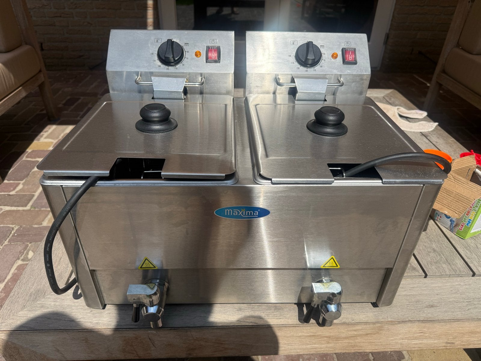 Maxima Duo Friteuse - Professionele Dubbele Frituurpan, 4 liter of meer, Ophalen, Zo goed als nieuw, Duo-friteuse