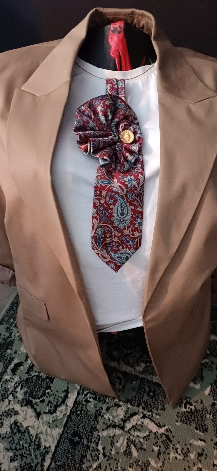 Unieke Paisley Stropdas met Gouden Medaillon, Sieraden, Tassen en Uiterlijk, Kettingen, Ophalen of Verzenden, Zo goed als nieuw