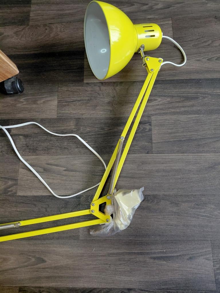Vintage gele tafel klemlamp, Huis en Inrichting, Ophalen of Verzenden, Minder dan 50 cm