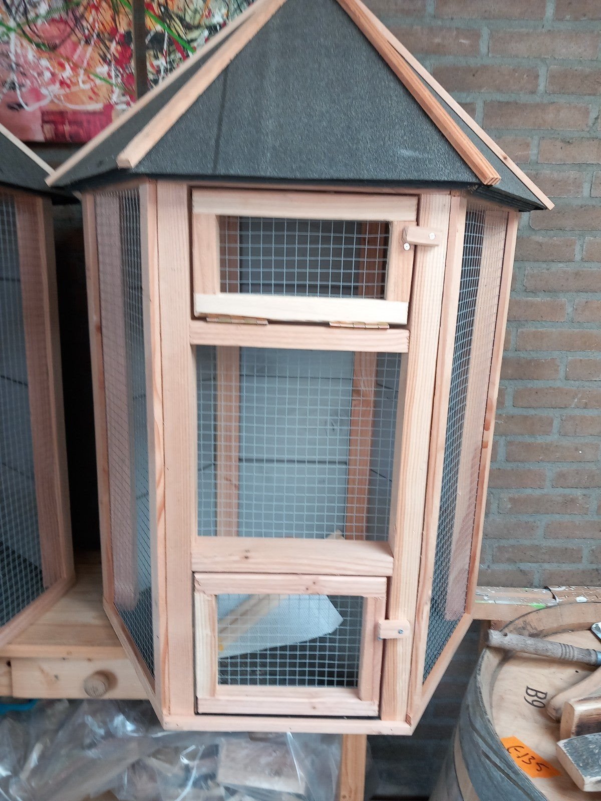 6hoek vogelkooi, Dieren en Toebehoren, Vogels | Hokken en Kooien, Ophalen, Nieuw, Hout, Vogelkooi