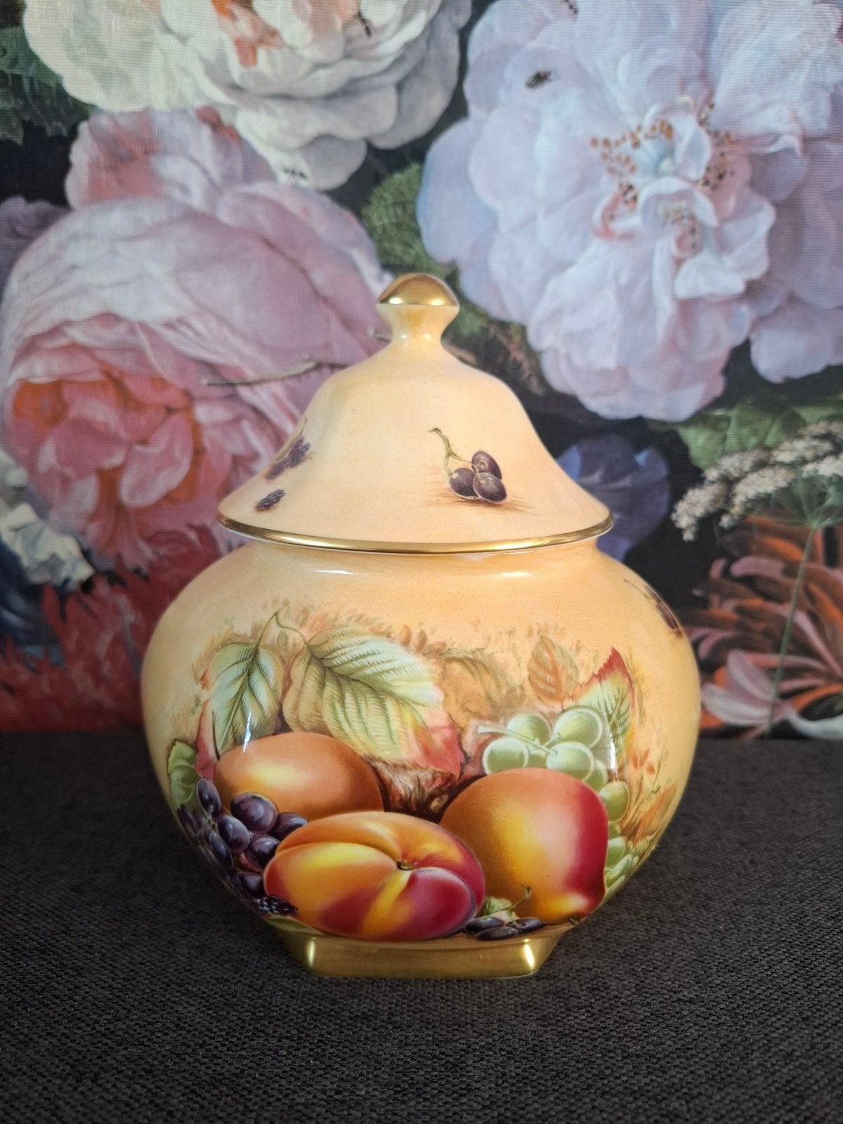 Aynsley Orchard Gold Pot met Deksel Handgeschilderd, Ophalen of Verzenden