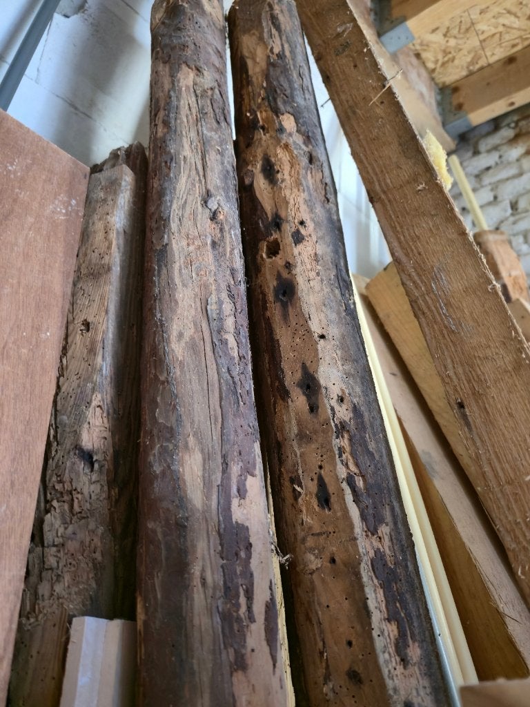 Oude ronde vloerbalken, Doe-het-zelf en Verbouw, Hout en Planken, Ophalen, Gebruikt, Balk, Overige houtsoorten