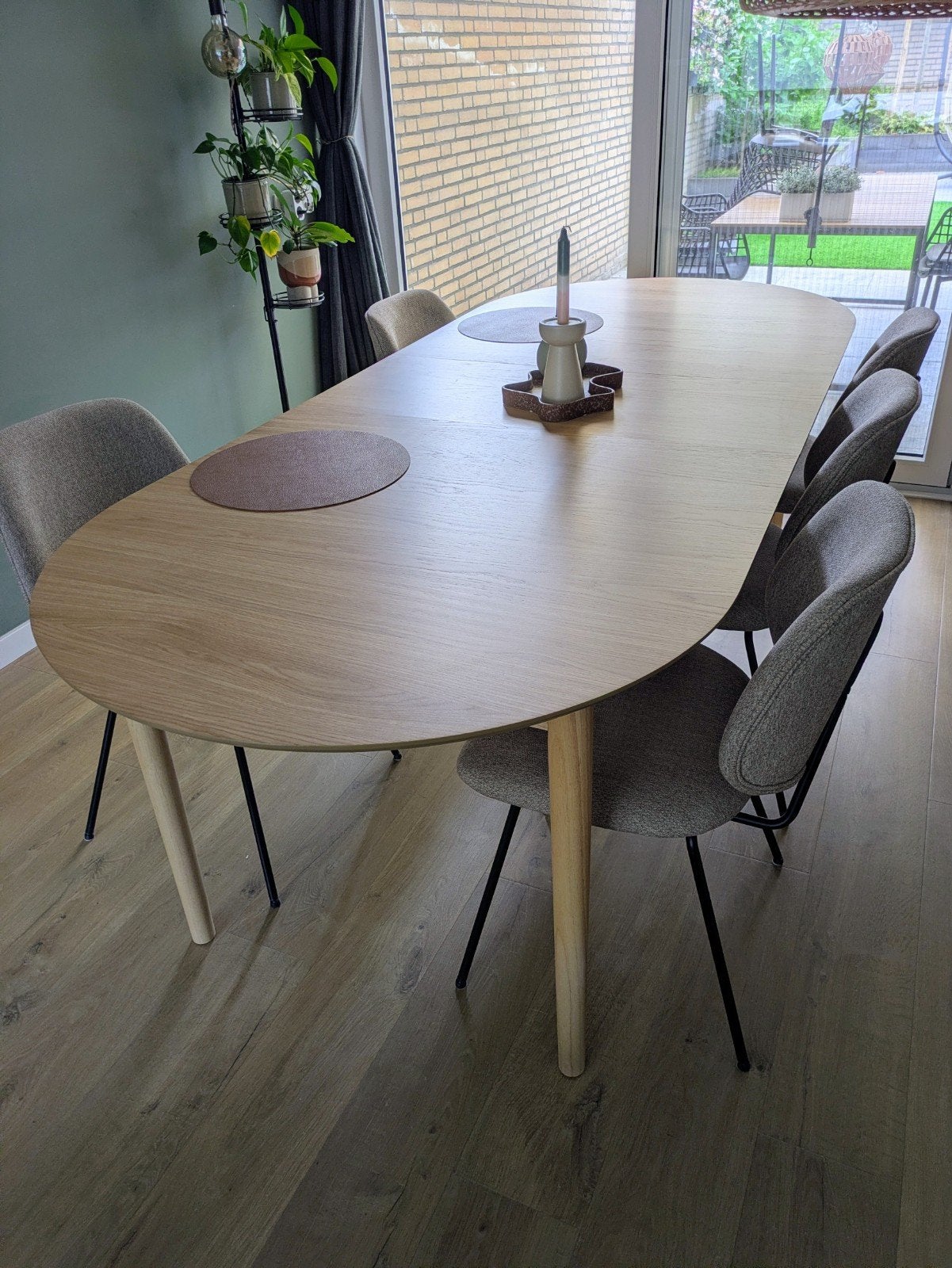 Jysk eettafel uitschuifbaar 100x200/280, Ophalen, 100 tot 150 cm, Vijf personen of meer, Ovaal