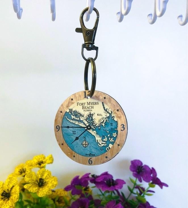 Vintage sleutelhanger klok fort myers beach - metaal brons, Verzenden, Nieuw