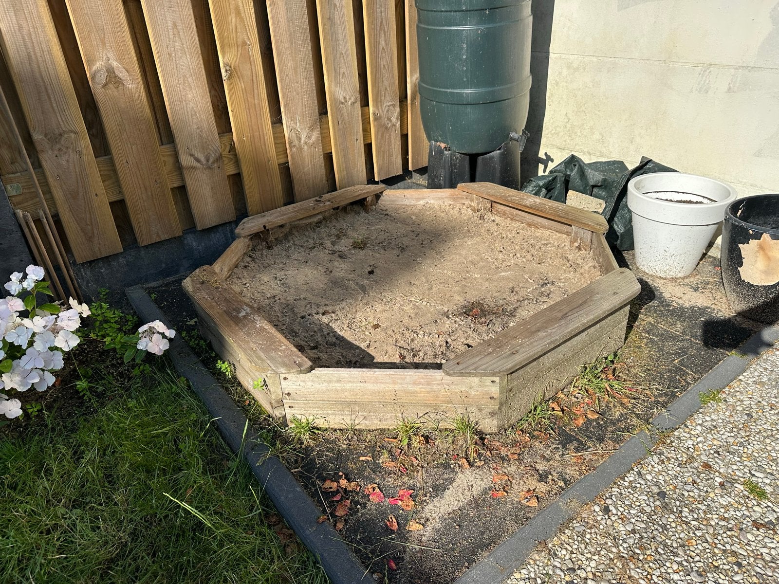 Houten zandbak, achthoekig model, Ophalen, Gebruikt