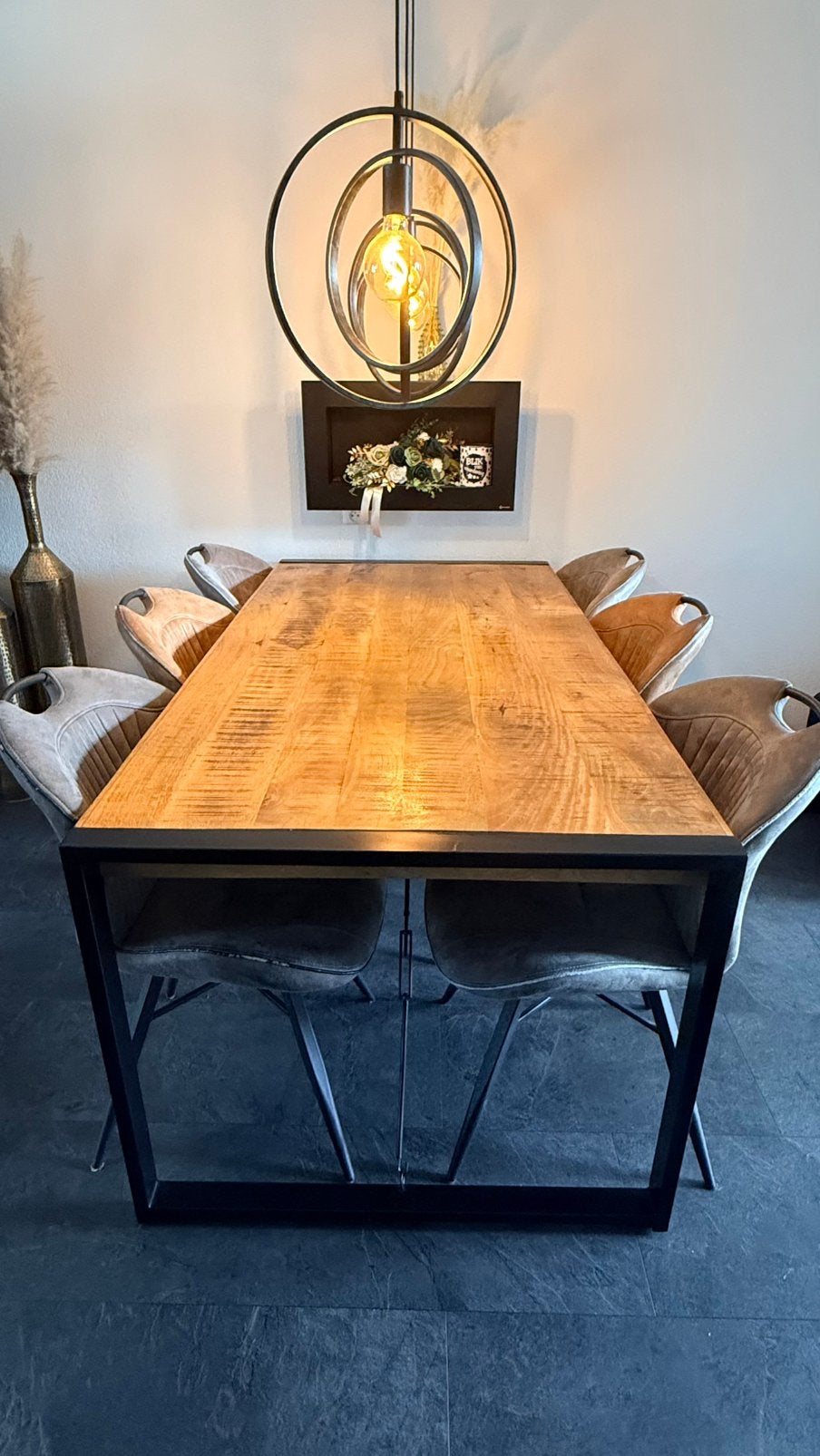 Mangohouten eettafel + salontafel | 180 x 90 cm, Zo goed als nieuw, 150 tot 200 cm, Rechthoekig, 50 tot 100 cm