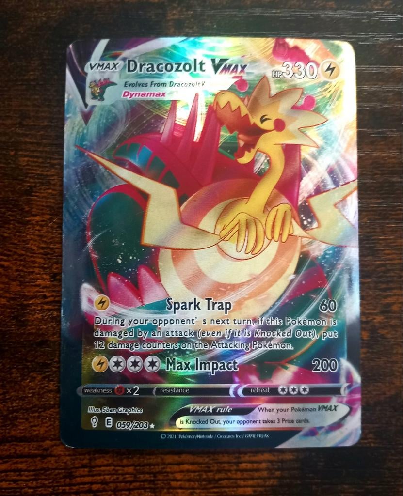 Dracozolt VMAX Pokémon Kaart, Ophalen of Verzenden, Zo goed als nieuw, Losse kaart, Foil