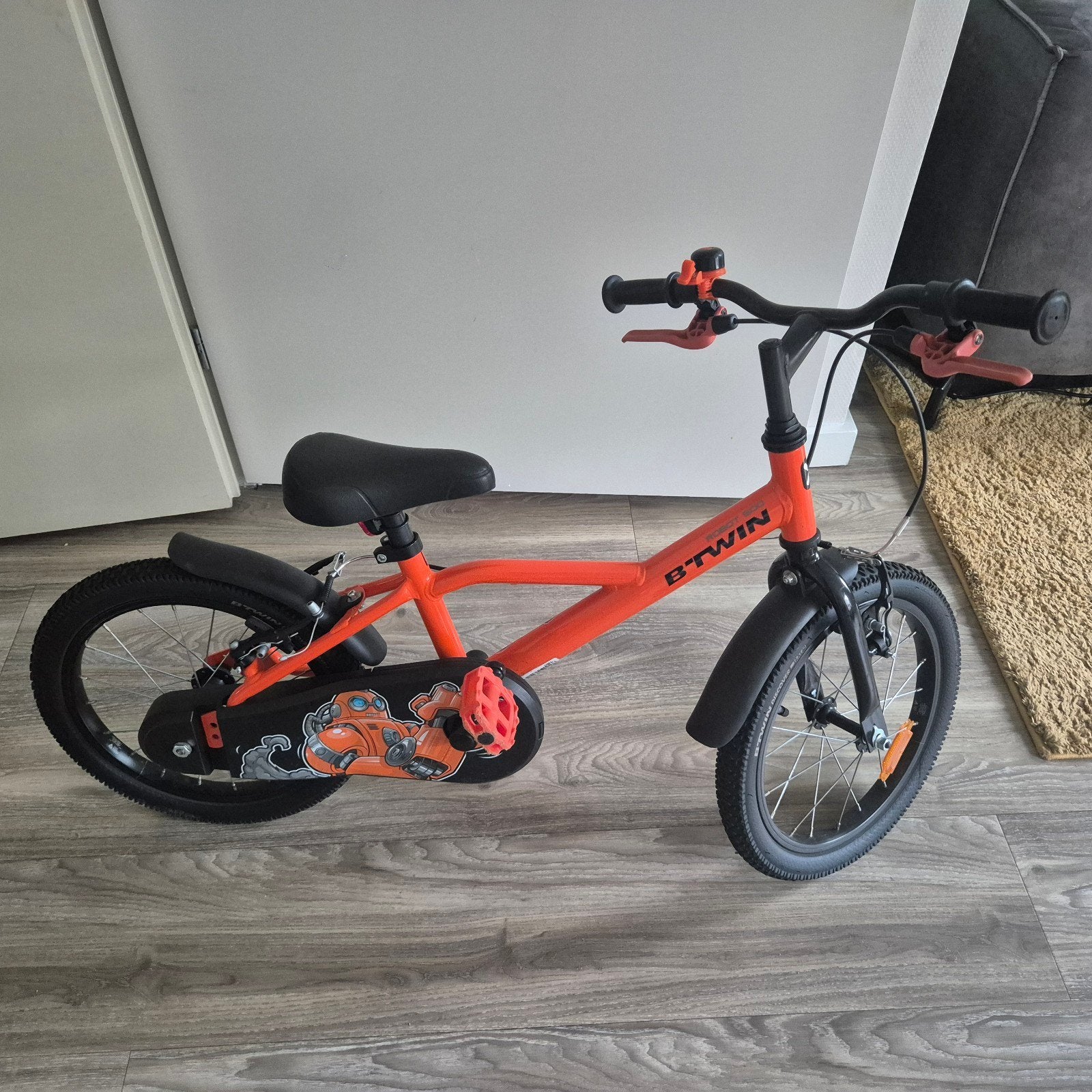 Decathlon B'Twin kinderfiets 14 inch - Oranje, Ophalen, Velgrem, Minder dan 16 inch, Decathlon B'Twin