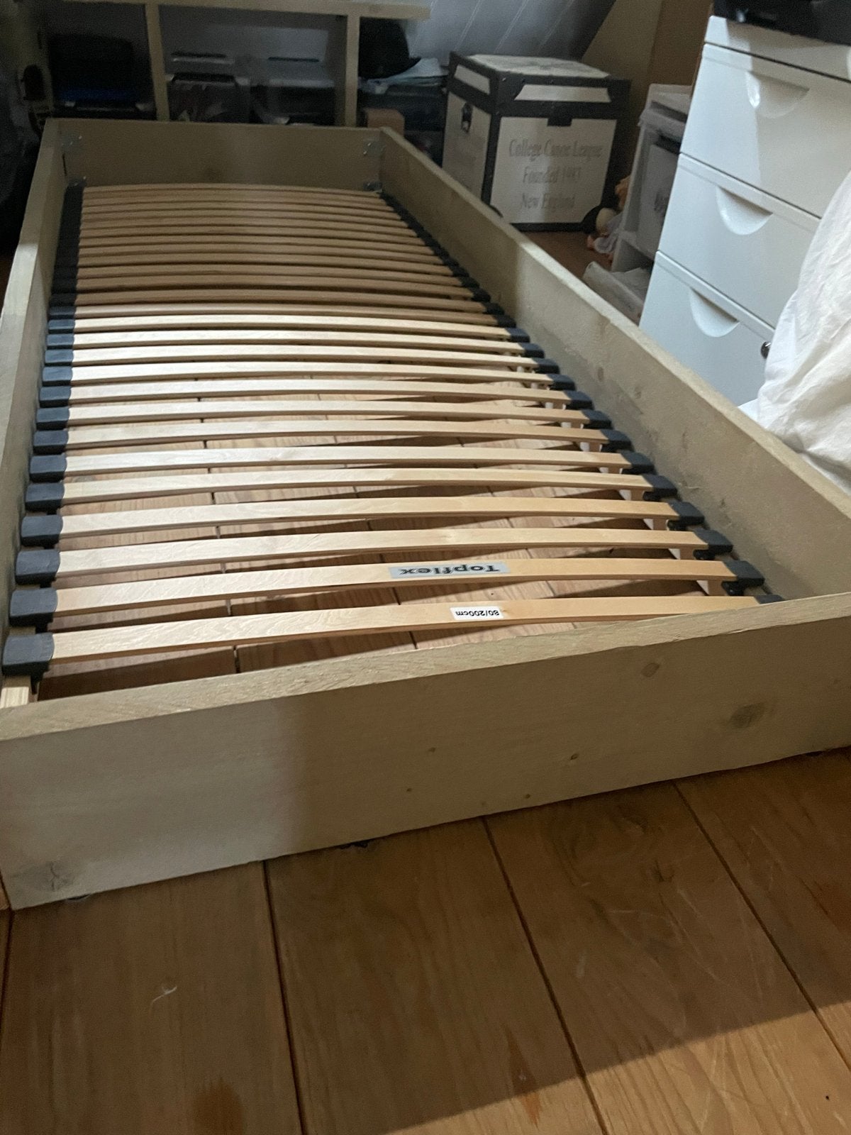 Steigerhout Eenpersoonsbed met lattenbodem 80x200 cm topflex, Ophalen, Zo goed als nieuw, 80 cm, 200 cm