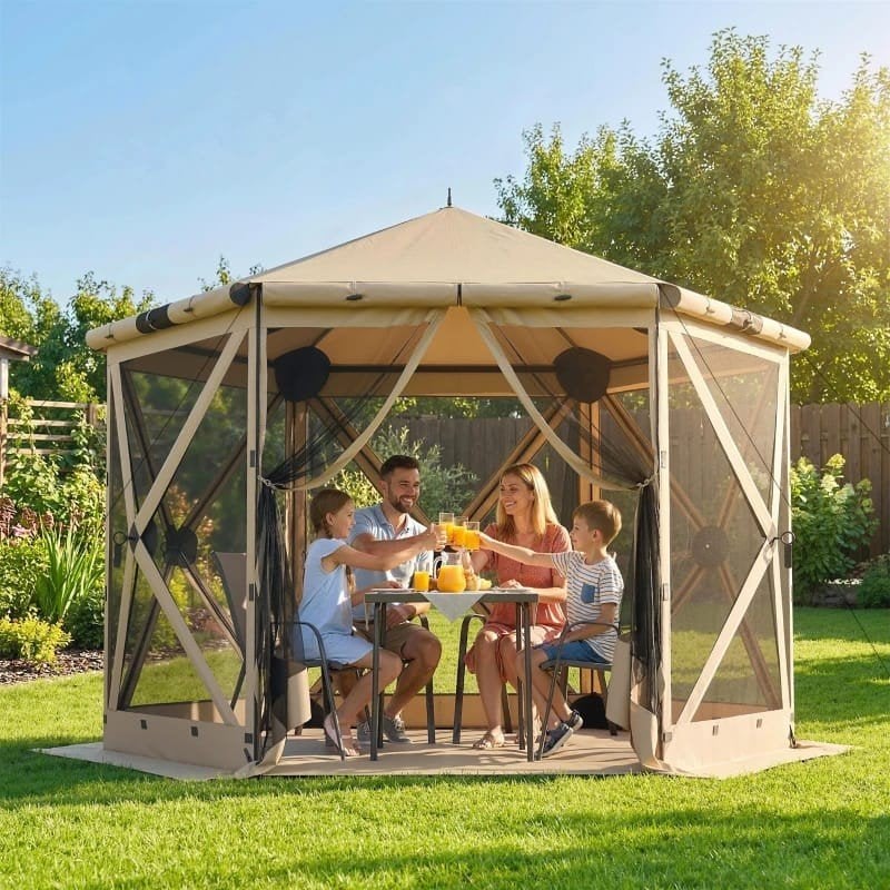 Opvouwbaar Paviljoentent partytent Beige, Tuin en Terras, Opvouwbaar, Minder dan 4 meter, Nieuw, Paviljoen