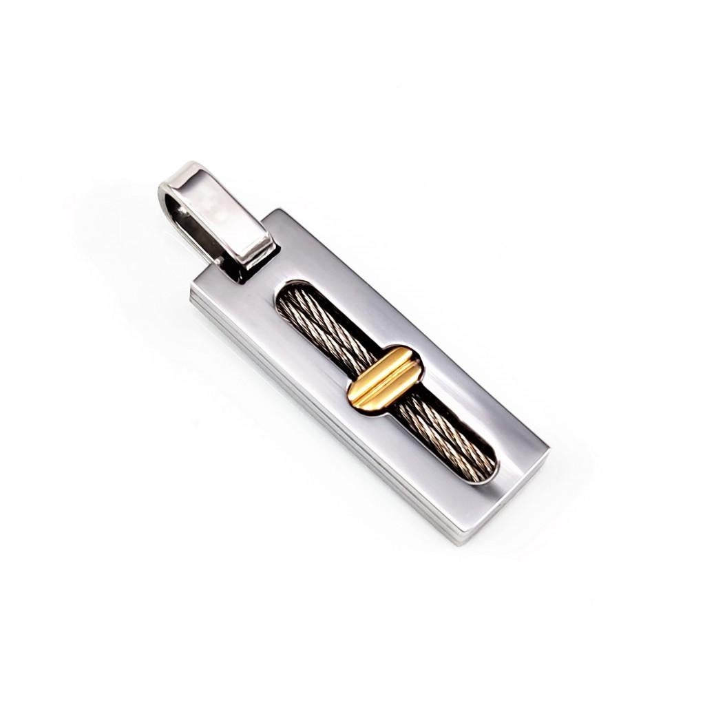 Rechthoekige Ketting Hanger RVS Zilverkleur-Goudkleur Heren, Overige materialen, Overige voorstellingen, Birgitta-Gracht 33, 6465 EL Kerkrade, Nederland