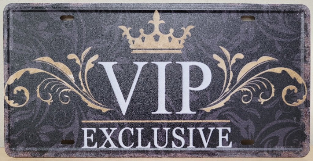 Vip Exclusive kroon license plate reclamebord van metaal