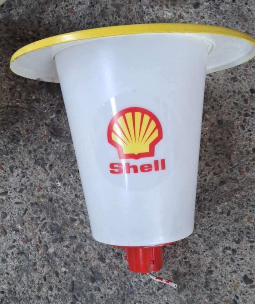 Shell garage verlichting benzinepomp eiland lamp kap reclame, Ophalen, Gebruikt, Lichtbak of (neon) lamp