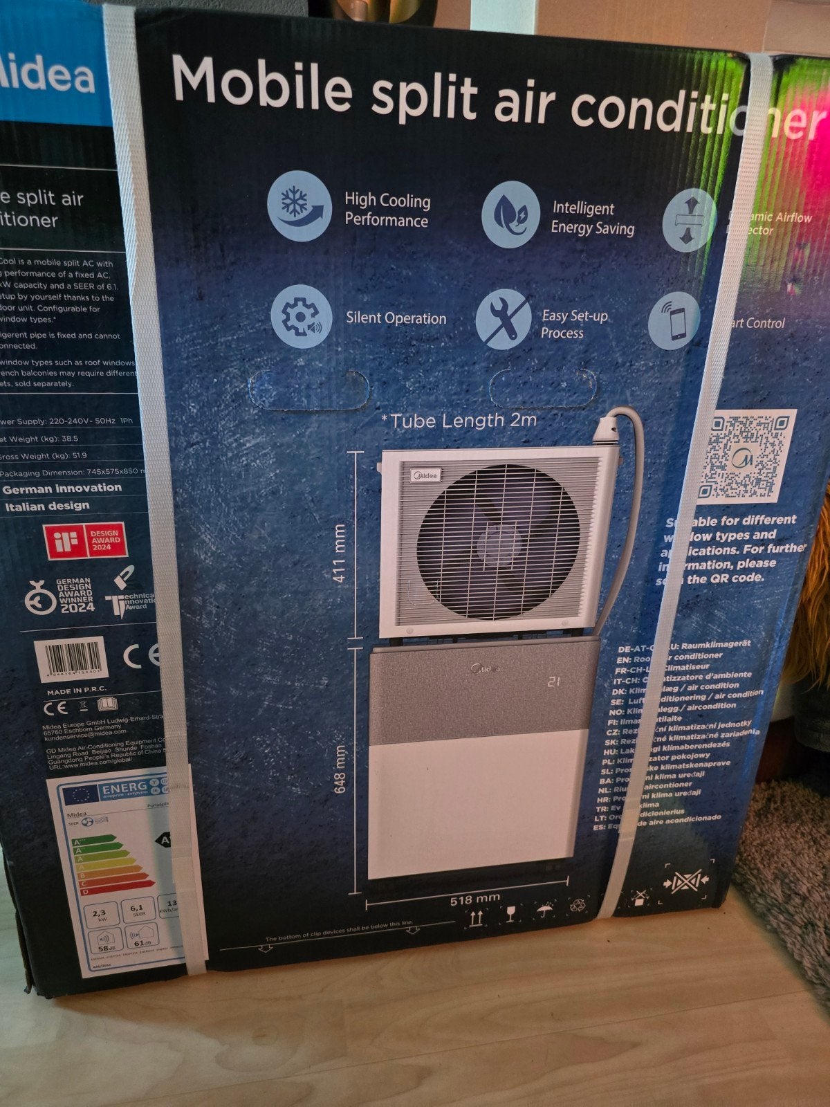 Midea PortaSplit Cool Mobiele Split Airco A++ 8000 BTU, Witgoed en Apparatuur, Airco's, Timer, Nieuw, 3 snelheden of meer, Ophalen of Verzenden