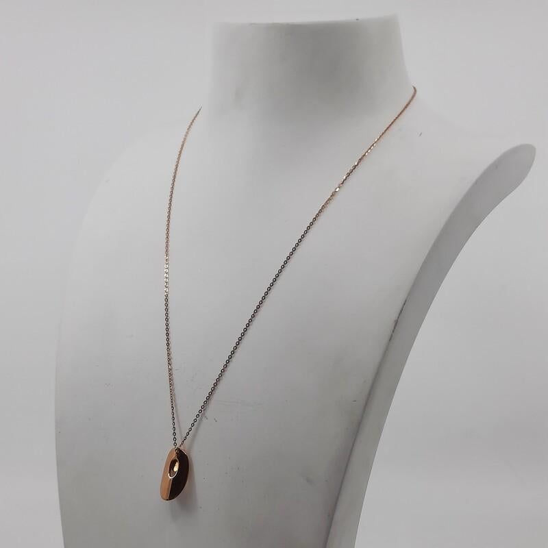 18k rosegouden collier met diamant, Ophalen of Verzenden, Goud, Goud