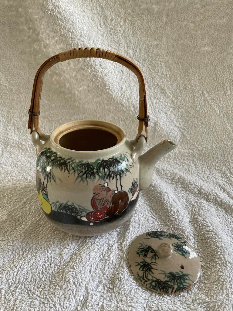 Vintage Japanse Theepot - Handgeschilderd Bamboe Decor, Ophalen of Verzenden
