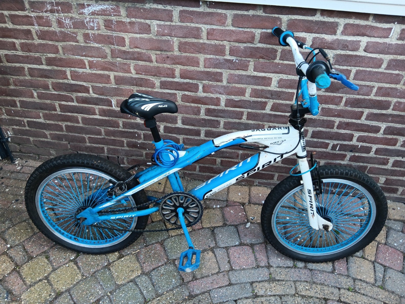 Gebruikte Spirit BMX-20 Fiets - Wit/Blauw, Ophalen, Gebruikt, Velgrem, 20 tot 24 inch