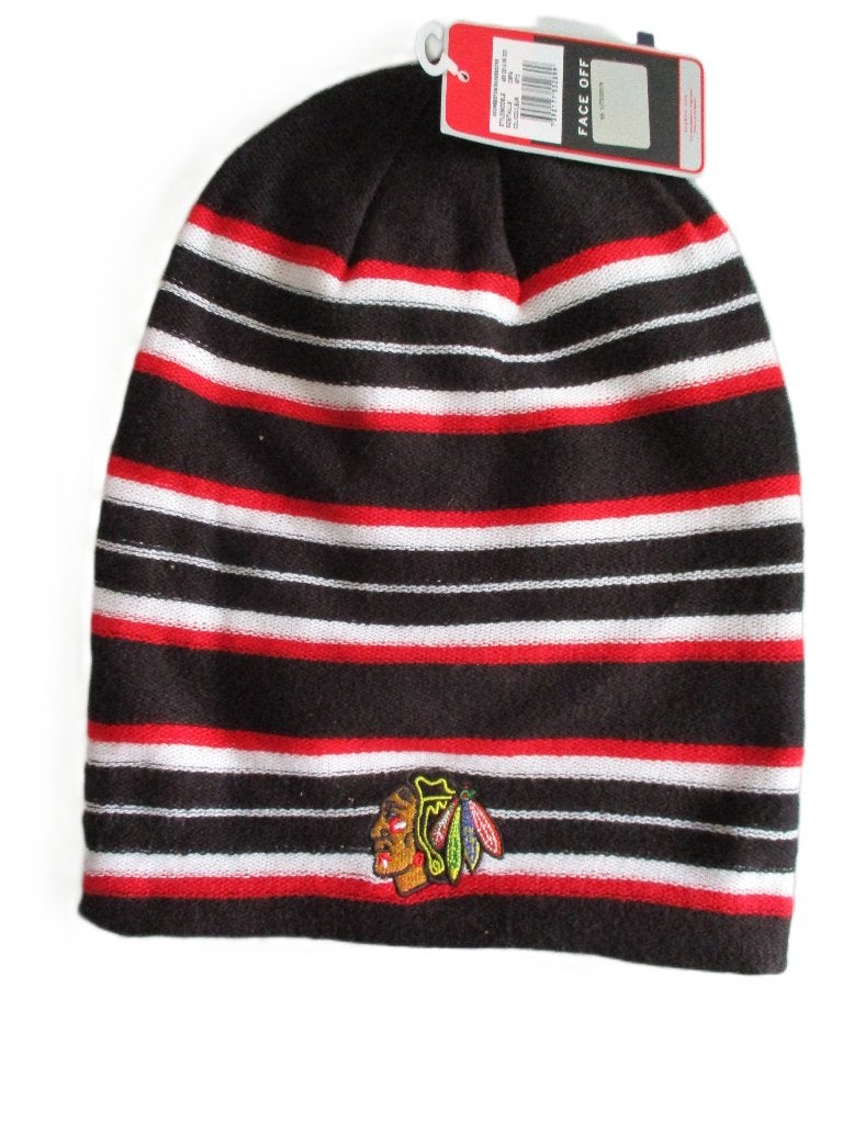 CHICAGO BLACKHAWKS NHL REVERSIBLE REEBOK NHL BEANIE STRIPED, Sport en Fitness, Info@taurusvintage.nl, Weg en Land, Nieuw, Ophalen of Verzenden