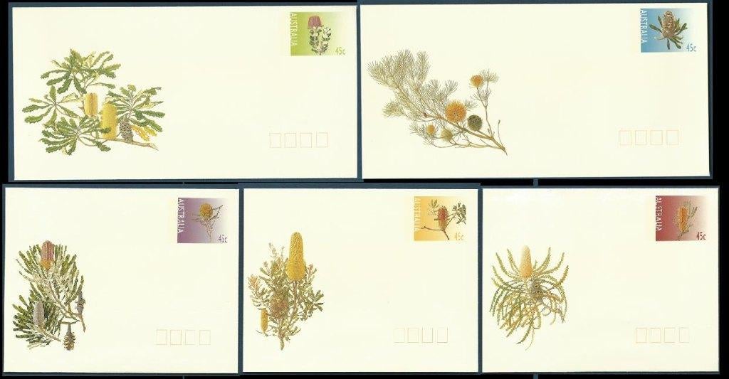 AUSTRALIE 1996 Banksias - Bloemen Pre-Stamped Envelopes,Mint, Verzenden, Postfris, Dier of Natuur