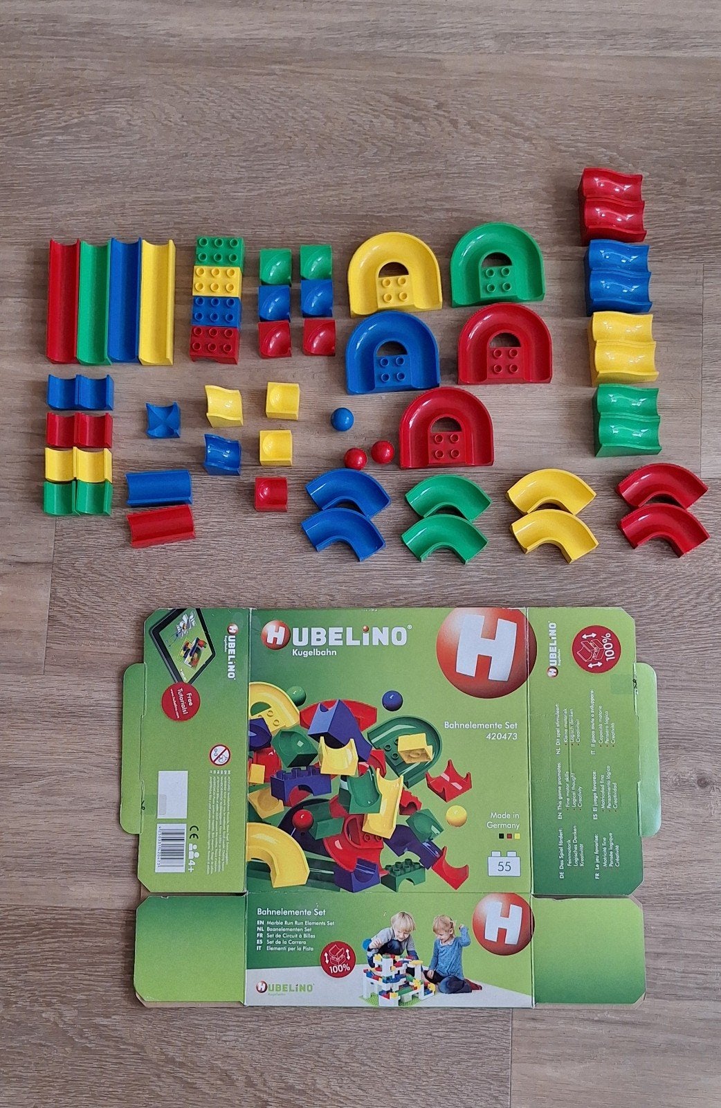 Hubelino set 54 stuks Duplo knikkerbaan, Ophalen of Verzenden, Gebruikt