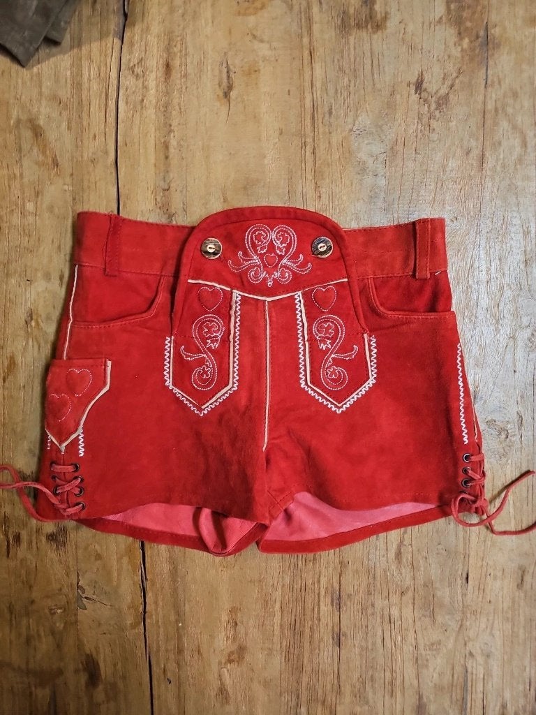 Echte dameslederhosen rood maat 36