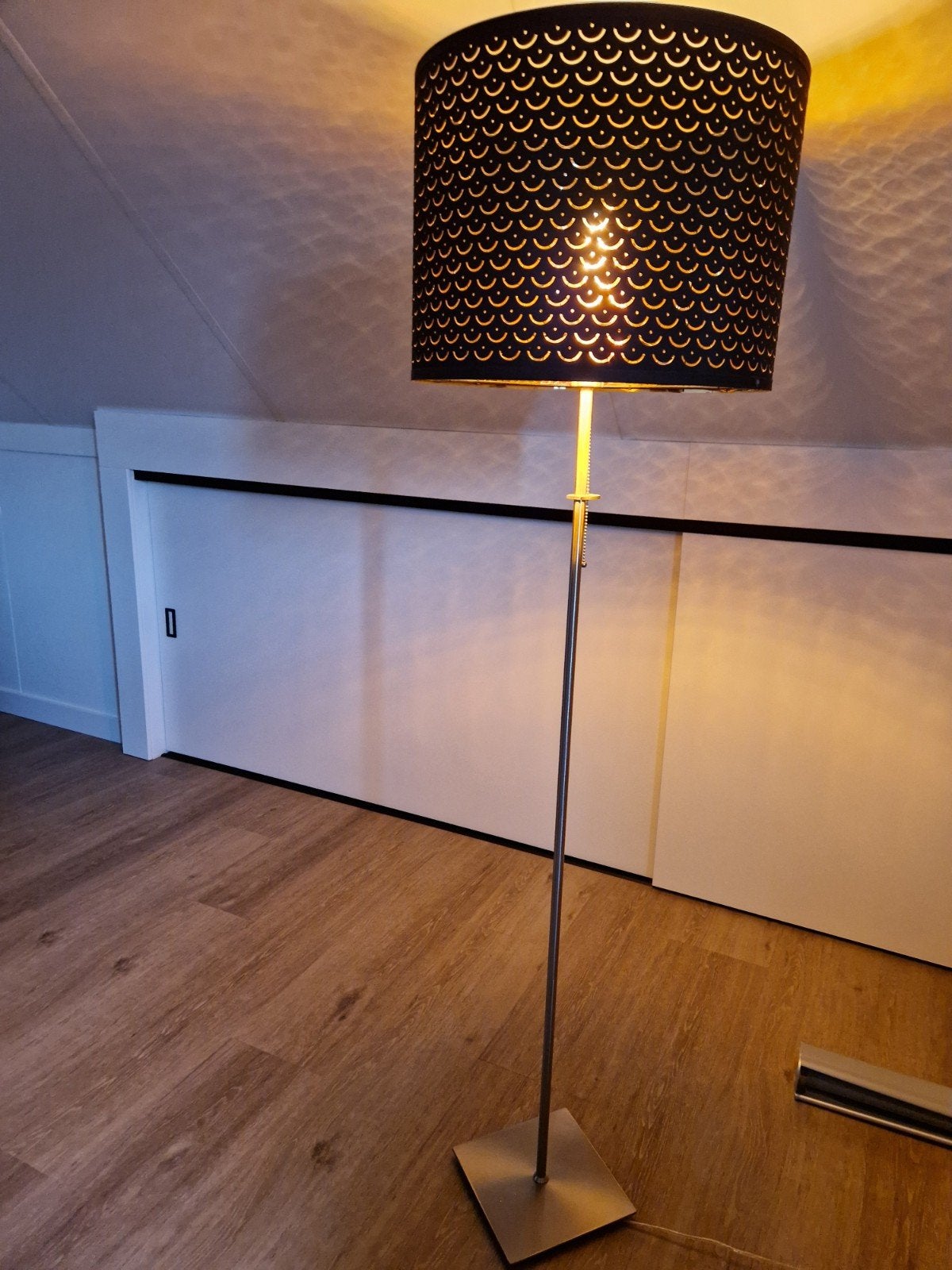 Lamp voet rvs + lampenkap ikea goud/zwart, Ophalen, Zo goed als nieuw