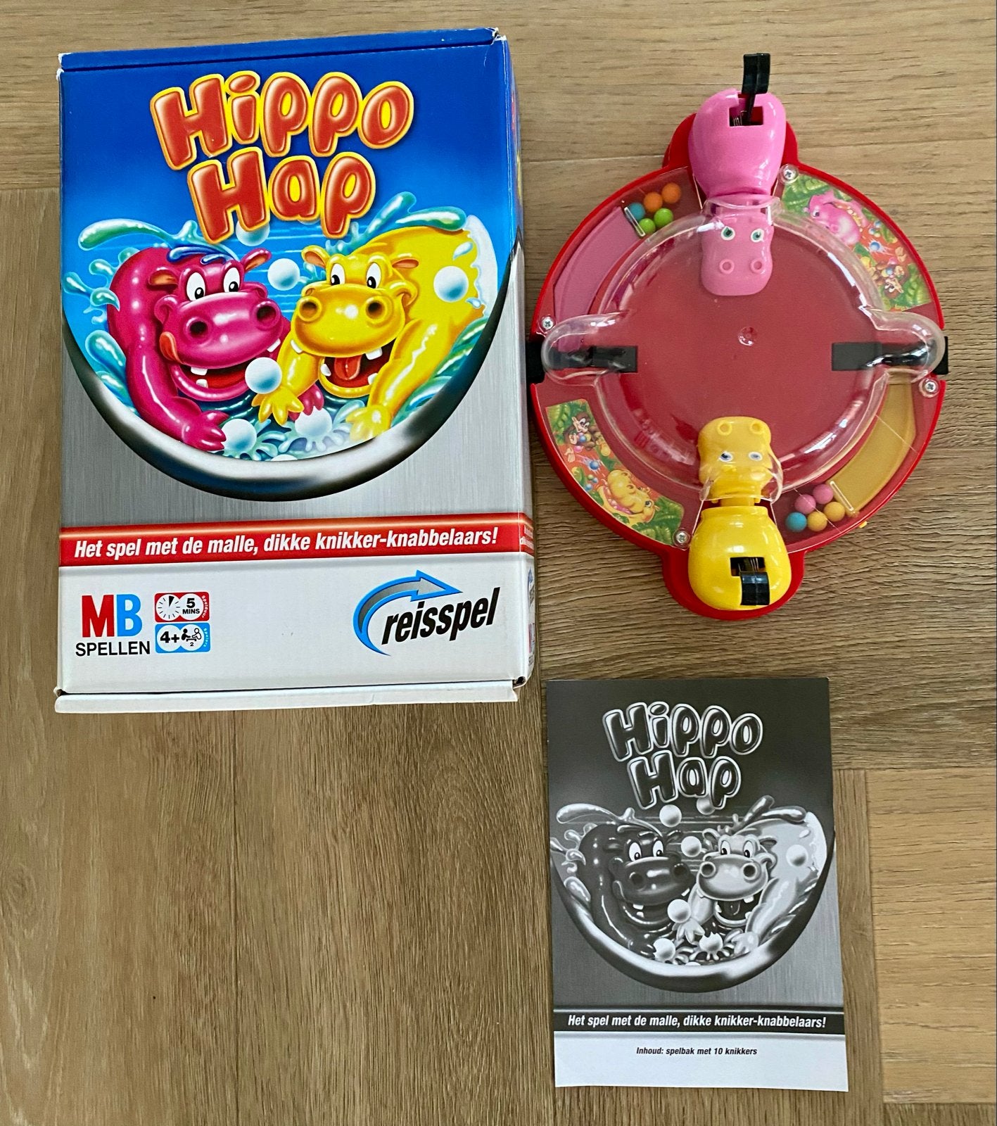 MB Hippo Hap - Leuk knikkerspel voor op reis!, Een of twee spelers, Ophalen of Verzenden, Zo goed als nieuw, Reisspel