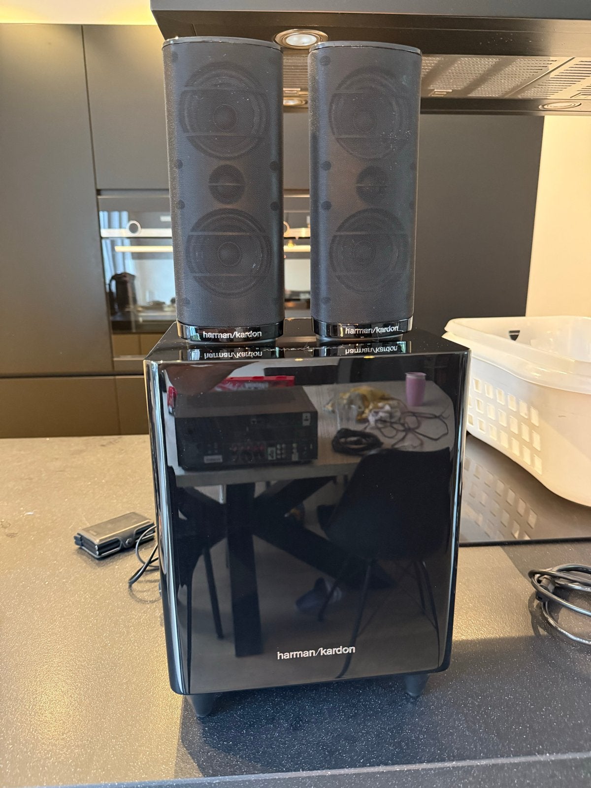 Harman Kardon HKTS210SUB/230 Subwoofer met Satelliet Speaker, Gebruikt, Speakerset, Harman Kardon, Ophalen