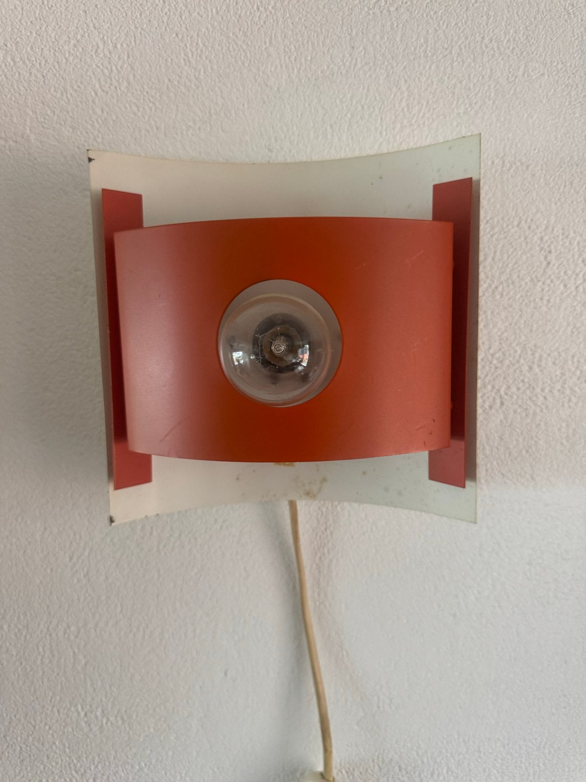 Vintage oranje wandlamp - Jaren '70 design, Met snoer/stekker, Gebruikt, Oranje, Overige fittingen