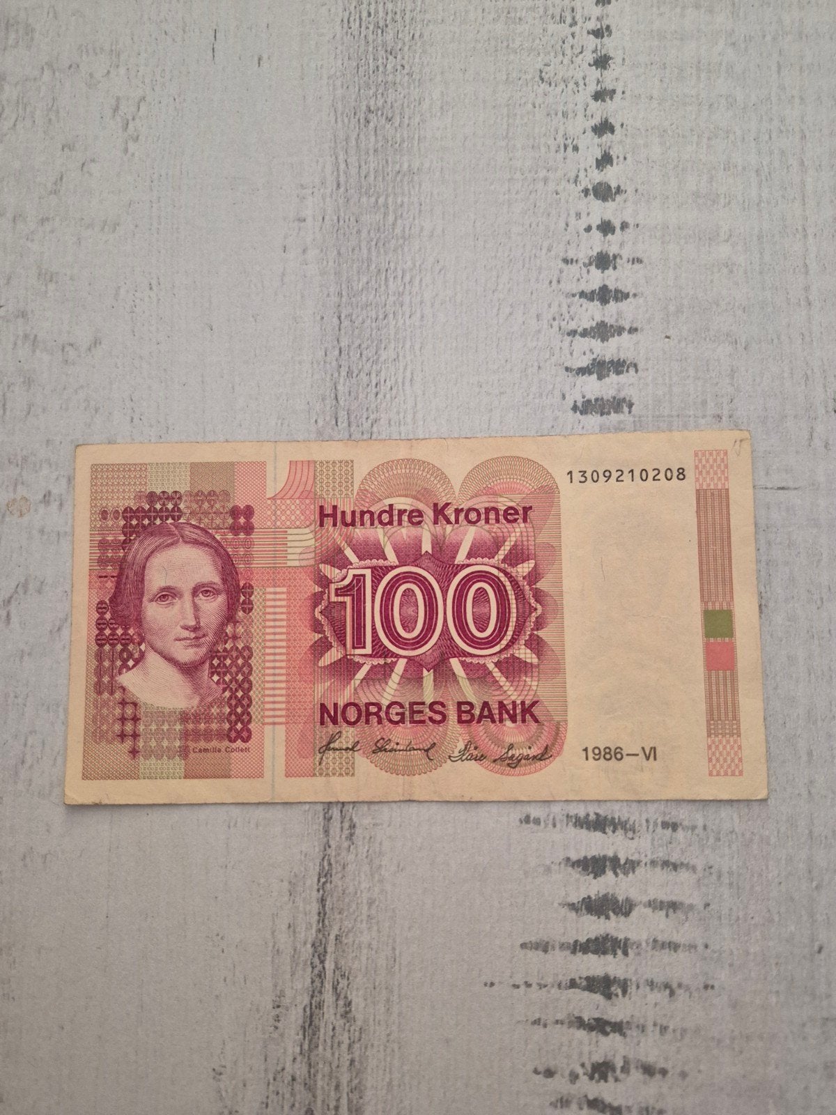 Noors biljet 100 Kroner 1986 - Camilla Collett, Ophalen of Verzenden, Overige landen