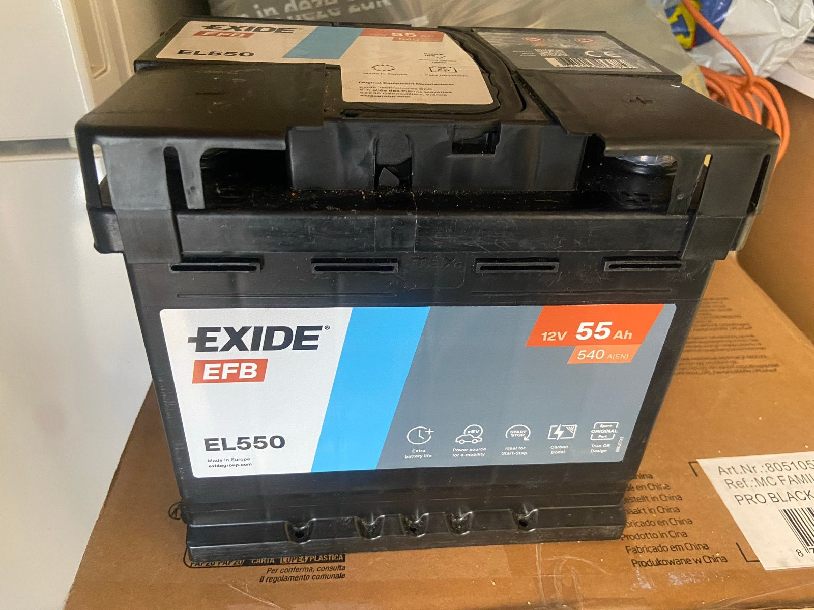 Exide EFB EL550 12V 55Ah Start-Stop accu, Ophalen of Verzenden, Gebruikt, Overige automerken