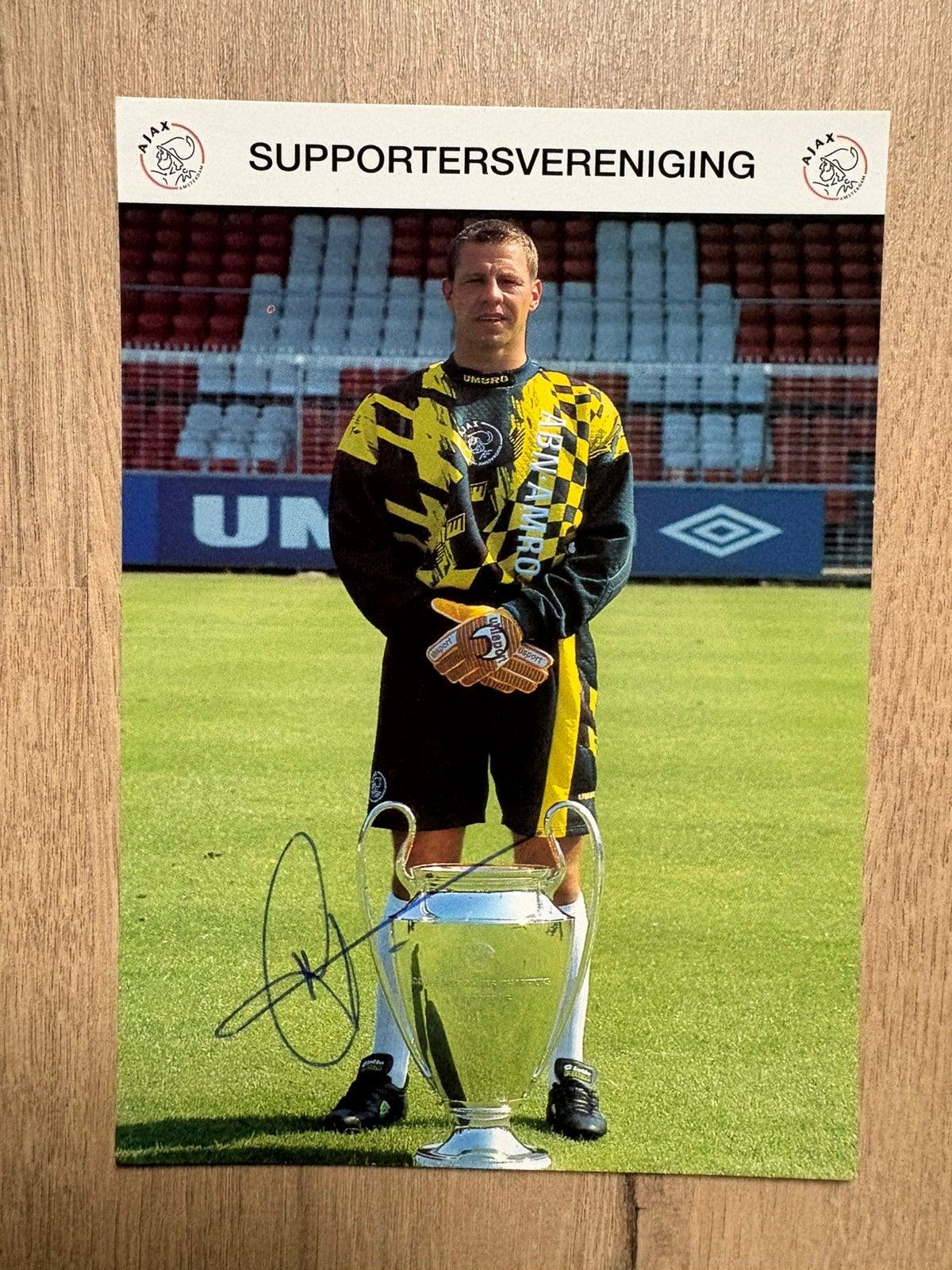 Fotokaart Fred Grim (Ajax) met originele handtekening., Verzamelen, Ophalen of Verzenden, Nieuw, Ajax, Spelerskaart