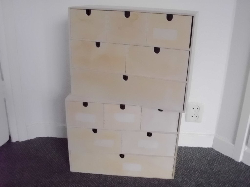 IKEA MOPPE triplex ladekasten twee stuks, Ophalen, Minder dan 50 cm, Gebruikt, 5 laden of meer