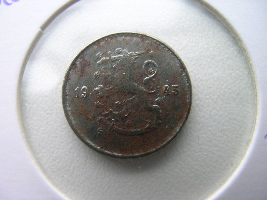 25 Pennia 1945 Finland (nr 2), Ophalen of Verzenden, Overige landen, Losse munt