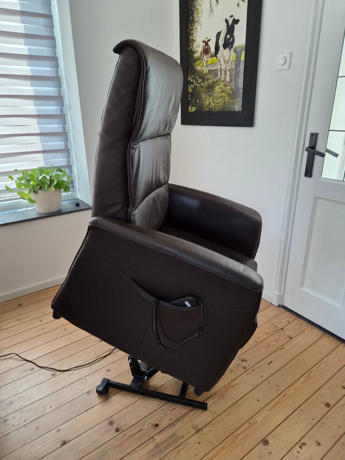 Sta op stoel Ciar lederen electrisch relaxfauteuil, Ophalen of Verzenden, Zo goed als nieuw, 75 tot 100 cm, 50 tot 75 cm
