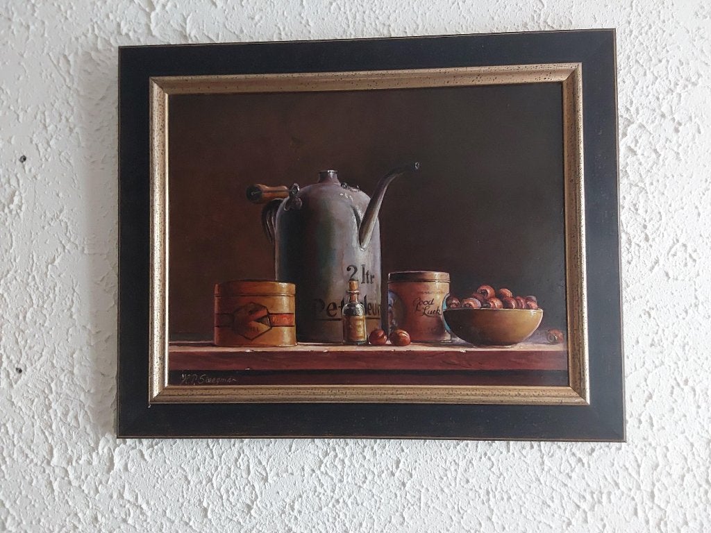 Schilderij H.P Steegman 30x40 item B, Overige technieken, Stilleven, Ophalen of Verzenden, Bijzondere lijst
