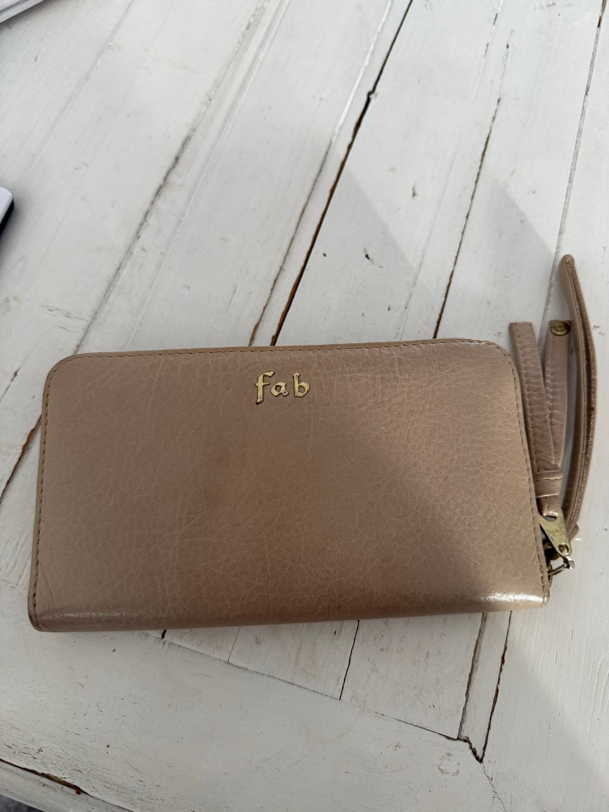 Fab. portemonnee met polsbandje - Beige/Roze, Sieraden, Tassen en Uiterlijk, Overige merken, Beige, Ophalen of Verzenden, Zo goed als nieuw